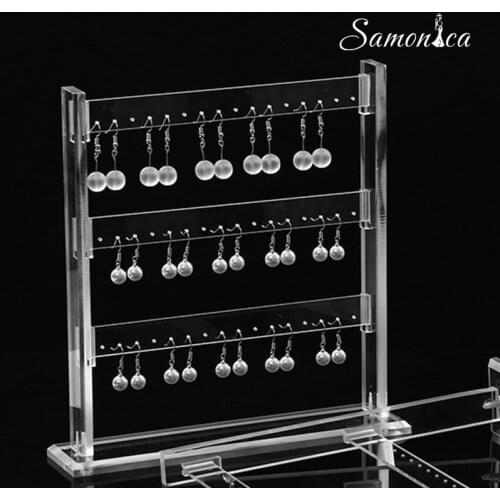 Acrylic Clear 3 Layer Jewelry Display Rack Storage Earrings Display Stand Rack Counter Display Earring Holder
