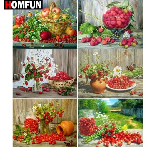 HOMFUN Full Square/Round Drill 5D DIY Diamond Painting "Strawberry landscape" Embroidery Cross Stitch 5D Home Decor Gift