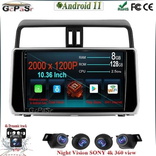 Android 11 For Toyota Land Cruiser Prado 150 2017 - 2018 Car Radio Multimedia Player Navigation stereo No 2din 2 din DVD