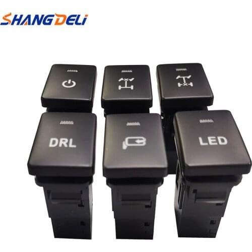 Green Light Car LED DRL Power Front Rear Diff Lock Switch Rearview Mirror Folding Button for Toyota Camry Prius Corolla PRADO