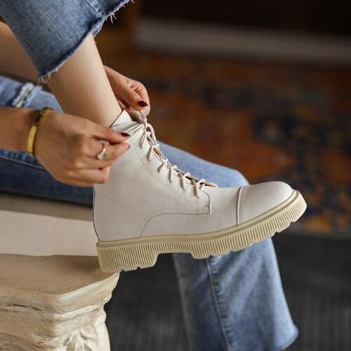 2021 Winter Genuine Leather Women Shoes Round Toe ZIP Women Boots Female Boots ANKLE Boots Platform Shoes womens designer boots