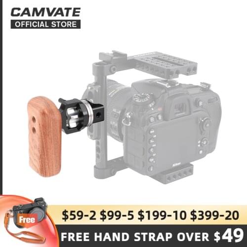 CAMVATE Quick Release Wooden Left Handgrip With ARRI Rosette M6 Male Thread &NATO Clamp Adapter For DSLR Rig/RED Camera/ Red Rig