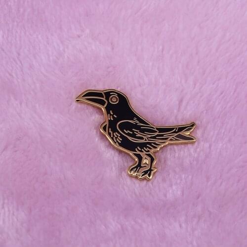 Black raven brooch Gothic witchcraft jewelry