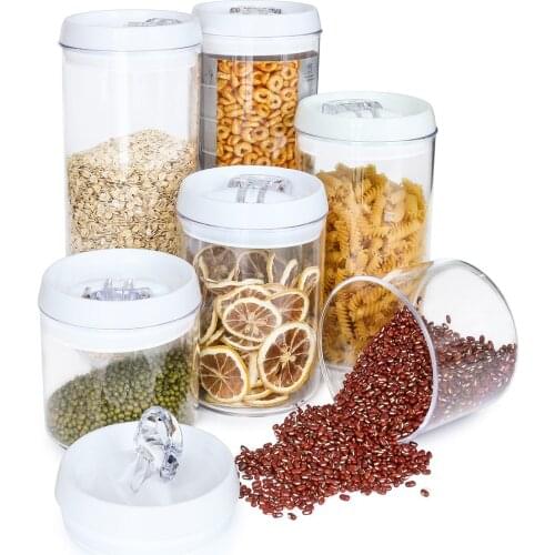 Cylindrical Transparent Airtight box Multigrain Sealed Cans Food Storage Container Plastic Kitchen Refrigerator With Lid Cereal