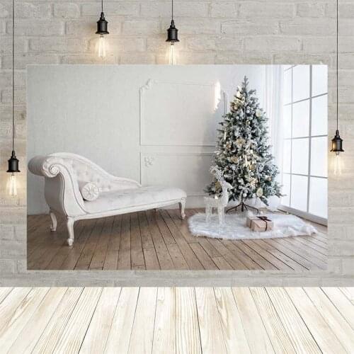 Avezano Photography Backgrounds Christmas Tree Mistletoe Wreath Christmas Stocking Fireplace Small Bell Sofa Photo Studio Decor