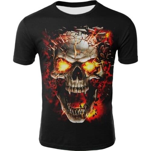 New Skull 3D Printing Casual T-Shirt For Men/Women Motorcycle Funny Oversized Tees Popular Hip Hop Punk Rock Streetwear Tops