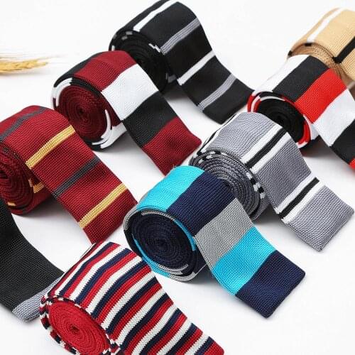 Ikepeibao Navy White Red Skinny Green Knitted Narrow Ties Neck Tie Men's Floral Crochet Slim Necktie