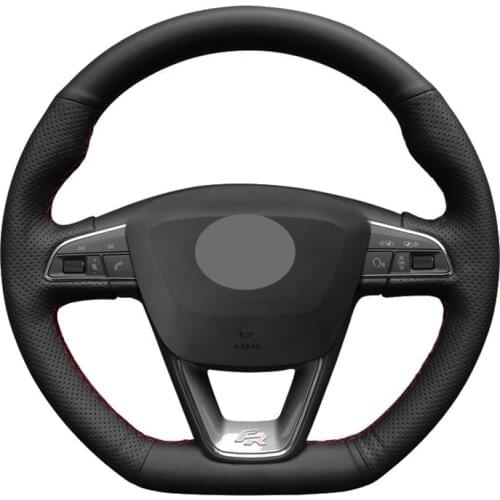 Customized DIY Car Steering Wheel Cover For Seat Leon Cupra R Leon ST Cupra Leon ST Cupra Ateca Cupra Ateca FR Fiber Leather