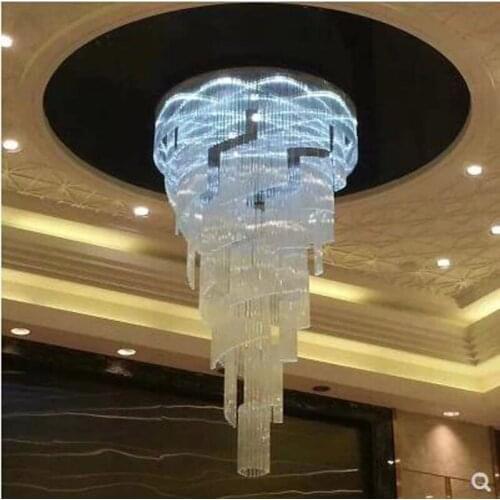 Round crystal chandelier double staircase lighting atmosphere hotel lobby hall engineering lamps led lighting fixture led lamp