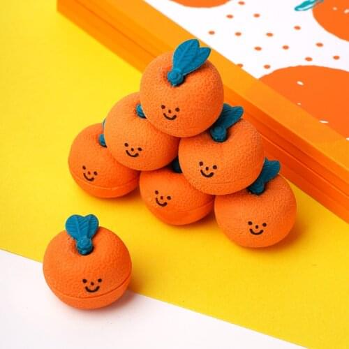 Orange pattern eraser 15*24mm kawaii school stationery for drawing correction supply pencil rubber easy cleaning