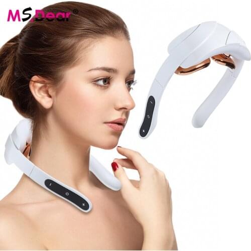 Cervical Vertebra Massager Electric Foldable Neck Massage Instrument EMS Pulse Physiotherapy Device Hot Compress Smart Massager