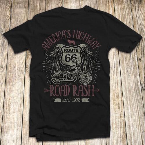 Biker MenS T Shirt 100% Cotton Route 66 Usa American Road Rider2019 Brand Tee shirt Homme Print Men Brand T-Shirts