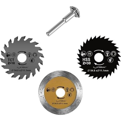 Circular Saw Blade Set 4Pcs HSS Mini Wood Circular Saw Blade Cutting Blade Rotary Tool Cutting Disc with Shank Mandrel