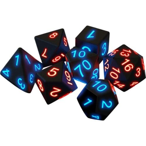 Polyhedral Dice Set with Pouch Double-colors Gold Numbers of D4 D6 D8 D10 D12 D20 for DND RPG Table Games Galloping Dominoes