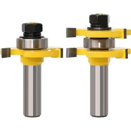 2 pcs 8mm Shank 3 Tooth T Tenon Type Combine Tool Assemble Router Bits T-Slot Milling Cutter for Wood Woodwork Cutting Tools