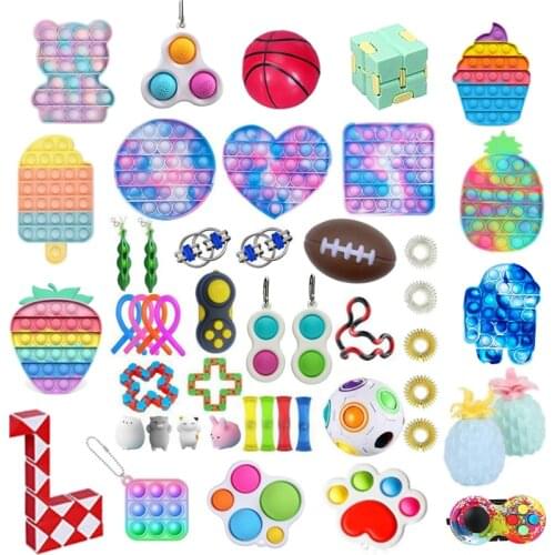 New Simple Squeeze Dimmer Fidget Toys Pack Push Kit Set Push Antistress For Relieve Autism Childrens Educational Squishy Toy