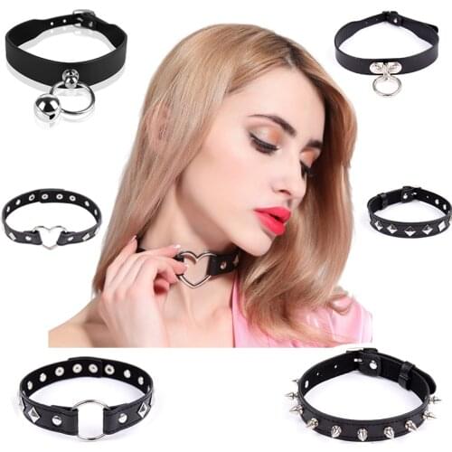 Goth Punk Bondage Collar Sexy Slave Bondage Neck Collar Choker Necklaces Bdsm Bondage Fetish Restraints Collar Erotic Accessory