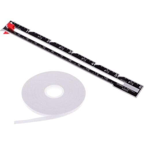 2Pcs Dressmaking Sewing Gauge with sliding marker Double Sided Adhesive Tape Quilting Wash Away