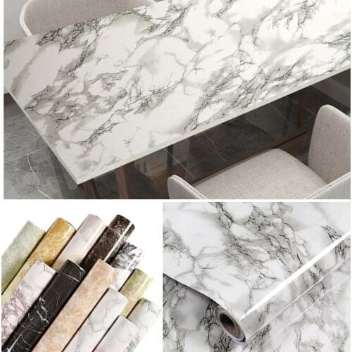 PVC Self Adhesive Wallpaper Marble Stickers Waterproof Wallpaper Renovation of Kitchen Countertop Table Furniture Decor Bathroom