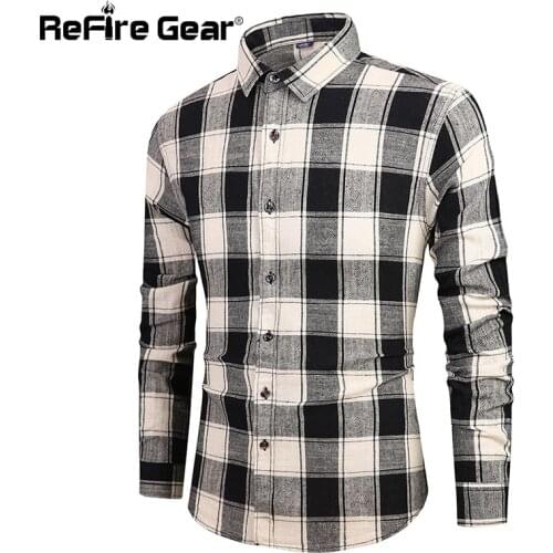 Мужские хлопковые рубашки ReFire Gear China At AliExpress