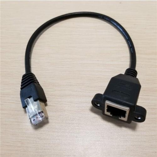 RJ45 RJ-45 Cat5 Male to Female Ethernet Network Extension Cable Cord Panel Mount + Screws 30cm