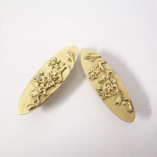 New Brass Oval Plum Blossom Handmade Drawer Cabinet Door Handle Pure Copper Wardrobe Knob Handles Furniture Pulls Diy