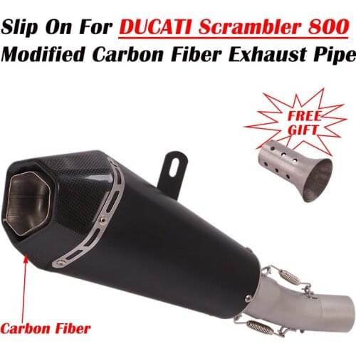 Slip On For DUCATI Scrambler 800 Scrambler 800 Icon Motorcycle Exhaust Carbon Fiber Modify Middle Pipe Muffler stainless steel