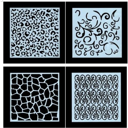 4pcs Leopard print Layering Stencils for Diy scrapbook/photo album Decorative Embossing coloring,painting stencil,home decor