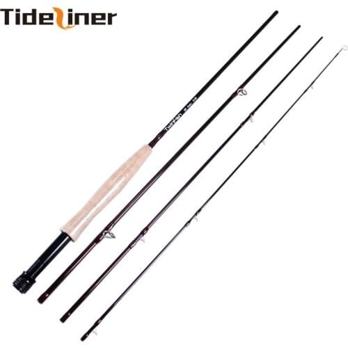 Tideliner Fly fishing rod 2.4m 8ft 3/4# carbon fiber spinning rod fly rods 4 Segments cork handle slow action fishing tackle