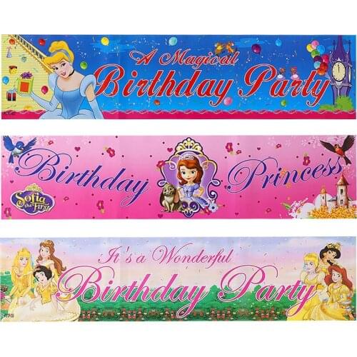 Childrens Birthday Party Decoration Supplies Disposable Tableware Banner Pull Flag Wedding Background Layout Props Baby Shower