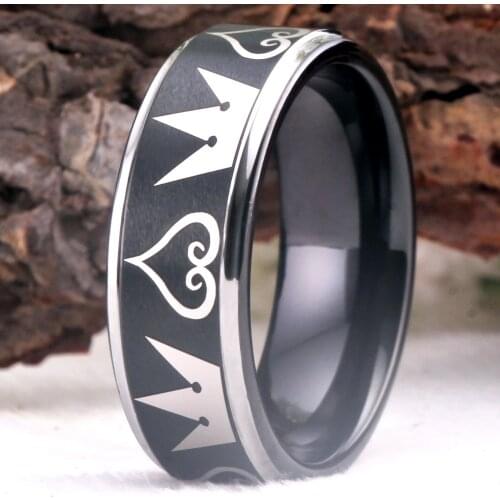 Tungsten Carbide Ring Kingdom Hearts&Crowns Design Party Ring for Women Anniversary Gift Alliances Rings Never Rust
