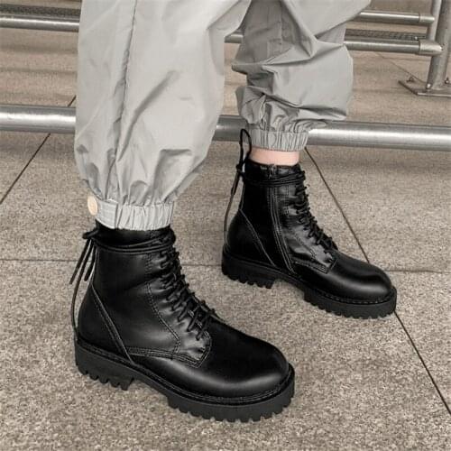 PXELENA Women Ankle Boots 2020 Autumn Winter Shoes Lace Up Zip Chunky Med Heels Lady Military Combat Tactical Motorcycle Boots