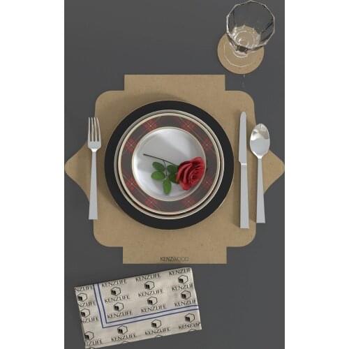 2pcs/set Solid Design Placemats With Coaster Non Slip Table Mats Kitchen Wood Mdf Accessories Home Pad Coaster Dining Table