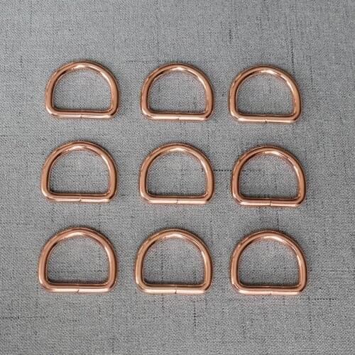 50 Pieces 25mm Rose Gold Metal Buckle Dee D Ring for Webbing Backpack Bag Parts Leather Craft Strap Belt Purse