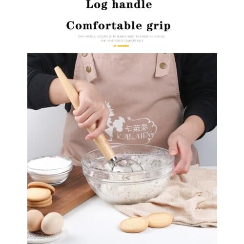 9 inch Danish oak handle flour coil mixer Style bread dough whisk for pastry pizza mixer hook Flour mixing kitchen accessories