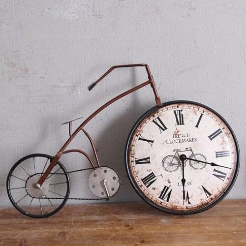 American Retro Wall Clock Creative Personality Bicycle Decorative Clock Crafts Hanging Decorations Ornaments Home Decor Z072