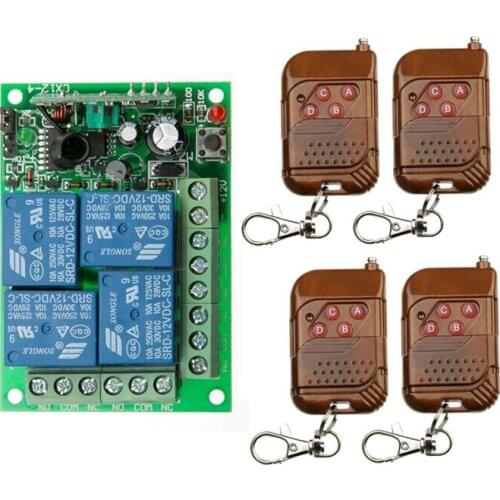 Free shipping 12V 4CH RF Wireless Remote Control Switch System 4 transmitter and 1 receiver outdoor remote control sockets