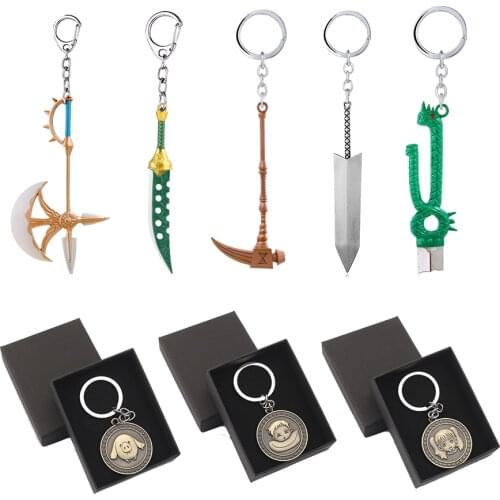 Anime Seven Deadly Sins Keychain LostBane Escanor Rhitta Ax Chastiefol Diane Gideon Weapon Pendant Key Ring Gift For Men Jewelry