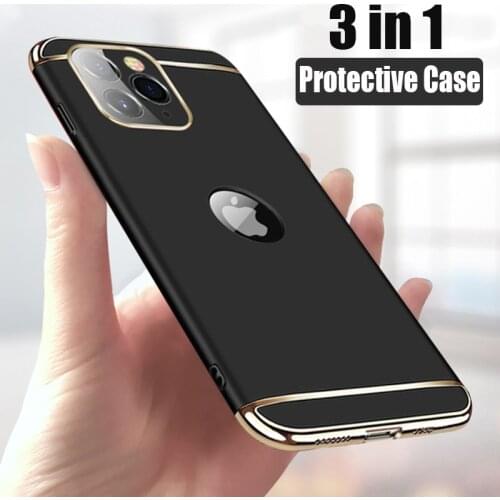 Luxury Plating 3 in 1 Phone Case For iPhone 12 11 Pro Max Shockproof Back Cover iPhone 5 5s se 6 6s 7 8 Plus X Xr Xs Max Case