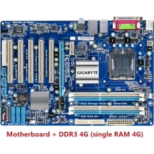 For Gigabyte GA-P43T-ES3G Original Used Desktop Motherboard +RAM 4G P43T-ES3G P43 Socket LGA 775 DDR3 ATX On Sale