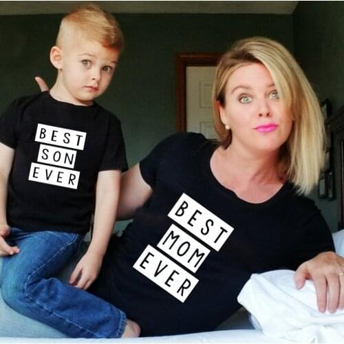 1 Pcs Mom and Son Matching Clothes Best Mom Ever Best Son Ever Print Round Neck T Shirts Mother Boy Baby Kids Family Mommy Tees