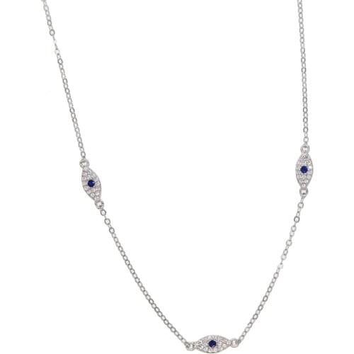 Fine 925 sterling silver factory price drop shipping 3 pcs cz cute evil eye girl women gift necklace