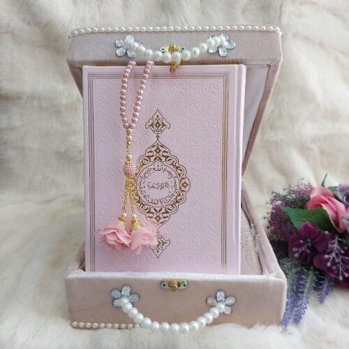 PERFECT SUIT WITH A WONDERFUL PATTERN Pearl Detailed Special Boxed Gift Set Free SHIPPImuslimislamic gift سجاد صل FREE SHİPPİNG