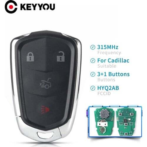 KEYYOU 3+1 Buttons ID46 Chip 315MHz HYQ2AB Keyless Smart Remote Key For Cadillac ATS CTS 17-2019 XTS CT6 XT5 16-20 Escalade ESV