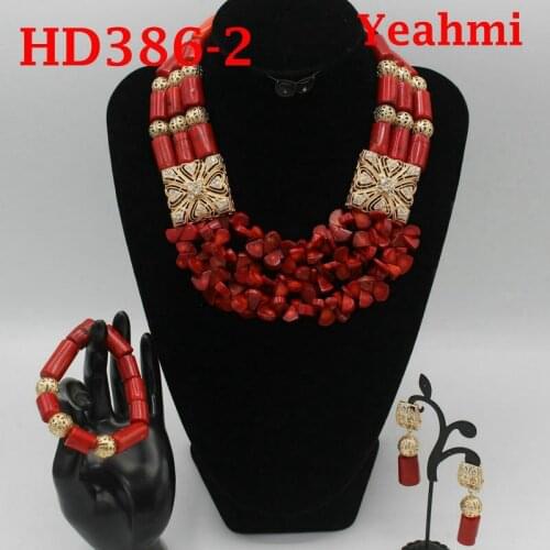 Newly Designed African Costume Jewelry Sets Real Coral Red Coral Beads Jewelry Sets Wedding Jewelry Sets Free Shipping HD386-1