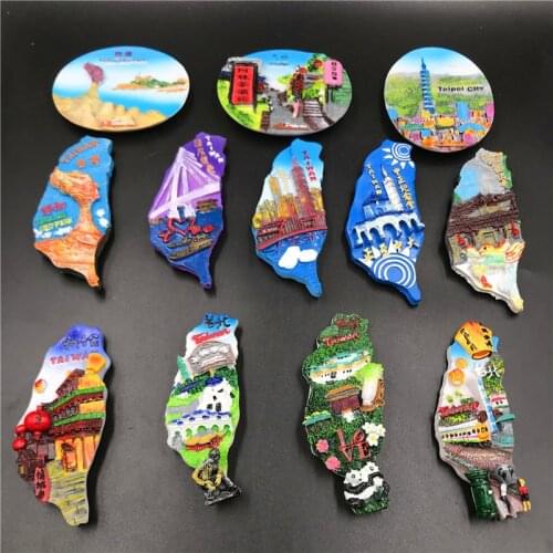 Fridge Magnet Decoration China Travel Souvenir Tapei City 101 Taiwan Map Yeliou Geo-Park Taiwan Magnets Sticker Crafts Decor