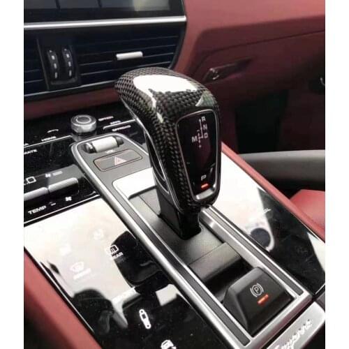 For Porsche Cayenne 2018 2019 Matte black Gear Shift Head Stalls Knob Handle Frame Cover Trimcarbon fibre Fit