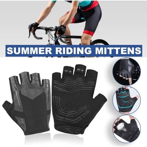 Non-slip Half Finger Gloves with Wrist Wrap Support Padded Fitness Short Open Finger Glove for Riding Sports Summer SAL99