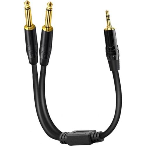 New Audio Cable 3.5mm to Double 6.35mm Aux Cable 2 mono 6.5 Jack to 3.5 Male for Mixer Amplifier Speaker 6.5 Jack Splitter Cable