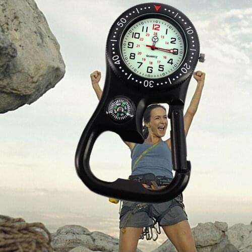 Outdoor Luminous Compass Bottle Opener Backpacker Fob Clip On Carabiner Watch Travel Compass Tools for Outdoor Camping Hiking